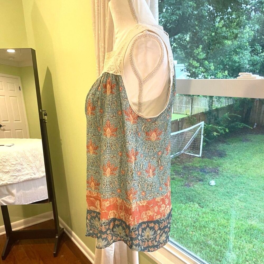 Maeve Floral Boho Lace Top S Sleeveless Flowy Lightweight Cottagecore Prairie - Picture 6 of 12